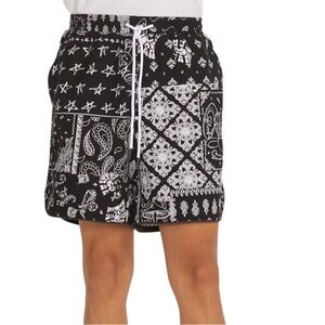 No Boundaries Monochrome Bandana Print Shorts men’s